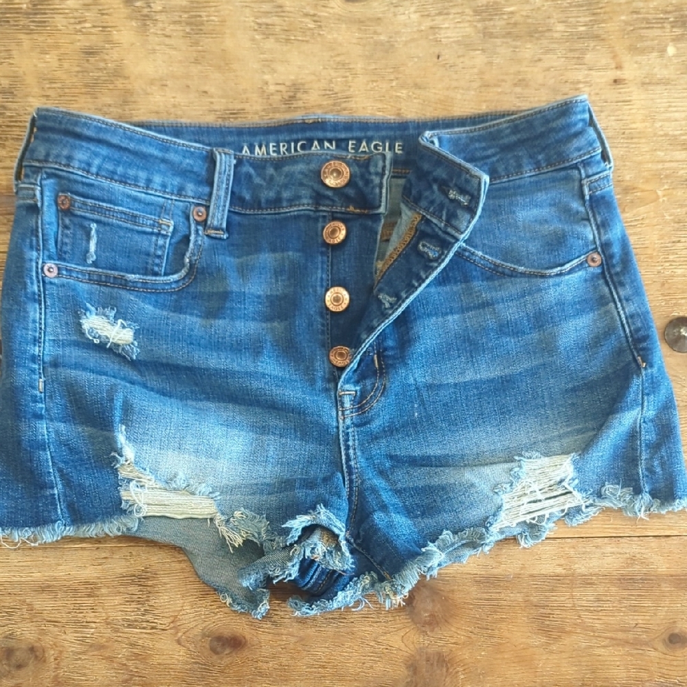 American Eagle Outfitters Distressed Blue Jean Shorts